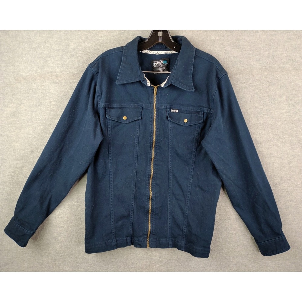 Hawk Mens Jacket Medium Blue Denim‎ Skate Streetwear Grunge Y2K 90s Trucker
